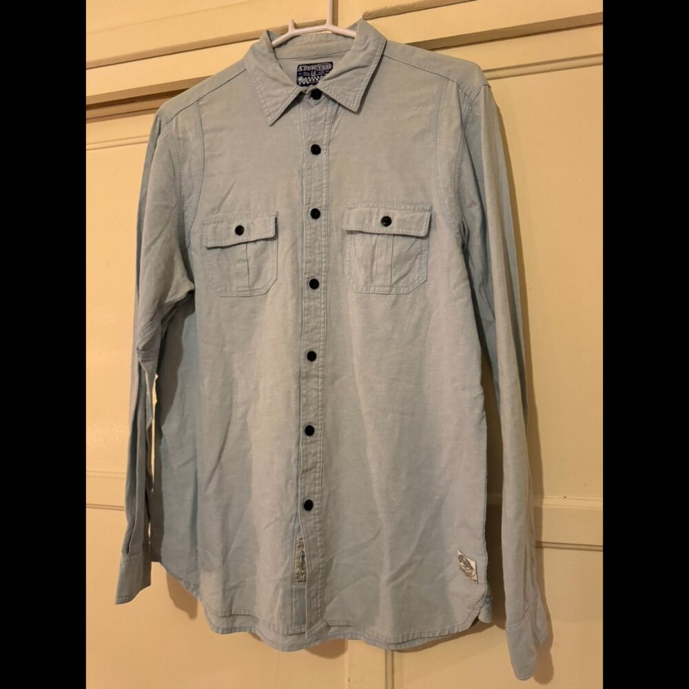 Addicted Motor Co. | Powder Blue Button Down Western Shirt | Large (L)